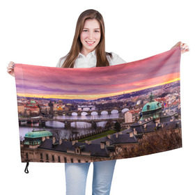 Флаг 3D с принтом Прага (Чехия) в Петрозаводске, 100% полиэстер | плотность ткани — 95 г/м2, размер — 67 х 109 см. Принт наносится с одной стороны | czech republic | europe | prague | европа | ес | каникулы | мосты | отпуск | прага | туризм | хоккей | чехия