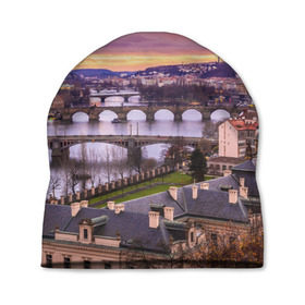 Шапка 3D с принтом Прага (Чехия) в Петрозаводске, 100% полиэстер | универсальный размер, печать по всей поверхности изделия | czech republic | europe | prague | европа | ес | каникулы | мосты | отпуск | прага | туризм | хоккей | чехия