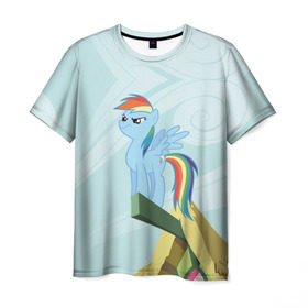 Мужская футболка 3D с принтом Rainbow в Петрозаводске, 100% полиэфир | прямой крой, круглый вырез горловины, длина до линии бедер | my little pony | луна | пинки пай | пони | рарити | рейнбоу дэш | селестия | сумеречная искорка | флаттершай | эплджек