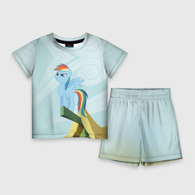 Детский костюм с шортами 3D с принтом Rainbow в Петрозаводске,  |  | my little pony | луна | пинки пай | пони | рарити | рейнбоу дэш | селестия | сумеречная искорка | флаттершай | эплджек