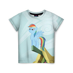 Детская футболка 3D с принтом Rainbow в Петрозаводске, 100% гипоаллергенный полиэфир | прямой крой, круглый вырез горловины, длина до линии бедер, чуть спущенное плечо, ткань немного тянется | my little pony | луна | пинки пай | пони | рарити | рейнбоу дэш | селестия | сумеречная искорка | флаттершай | эплджек