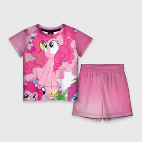 Детский костюм с шортами 3D с принтом Pinky Pie в Петрозаводске,  |  | my little pony | луна | пинки пай | пони | рарити | рейнбоу дэш | селестия | сумеречная искорка | флаттершай | эплджек