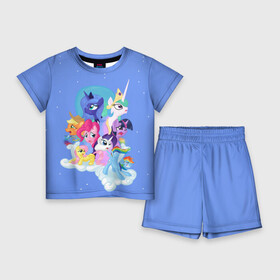 Детский костюм с шортами 3D с принтом Night в Петрозаводске,  |  | my little pony | луна | пинки пай | пони | рарити | рейнбоу дэш | селестия | сумеречная искорка | флаттершай | эплджек