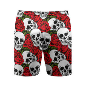 Мужские шорты 3D спортивные с принтом Черепа в розах в Петрозаводске,  |  | music | rock | skull | музыка | рок | череп | черепа