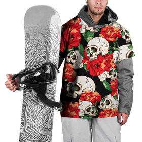 Накидка на куртку 3D с принтом Черепки и розы в Петрозаводске, 100% полиэстер |  | Тематика изображения на принте: music | rock | skull | музыка | рок | череп | черепа