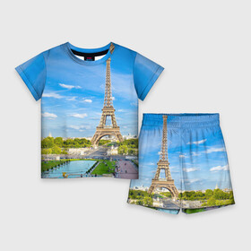 Детский костюм с шортами 3D с принтом Париж в Петрозаводске,  |  | france | paris | париж | франция | эйфелева башня