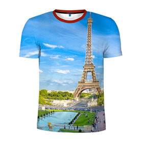 Мужская футболка 3D спортивная с принтом Париж в Петрозаводске, 100% полиэстер с улучшенными характеристиками | приталенный силуэт, круглая горловина, широкие плечи, сужается к линии бедра | france | paris | париж | франция | эйфелева башня