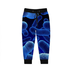 Детские брюки 3D с принтом Молекула в Петрозаводске, 100% полиэстер | манжеты по низу, эластичный пояс регулируется шнурком, по бокам два кармана без застежек, внутренняя часть кармана из мелкой сетки | медицина | микроб | молекула | синяя