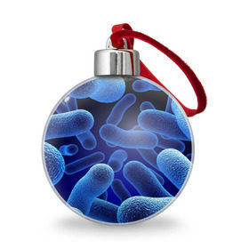 Ёлочный шар с принтом Молекула в Петрозаводске, Пластик | Диаметр: 77 мм | Тематика изображения на принте: медицина | микроб | молекула | синяя