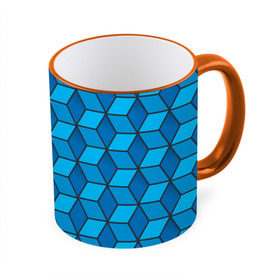 Кружка 3D с принтом Blue cube в Петрозаводске, керамика | ёмкость 330 мл | Тематика изображения на принте: кубы | паттерн | синий