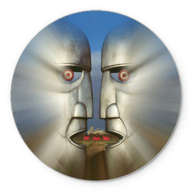 Коврик круглый с принтом Pink Floyd. The division bell в Петрозаводске, резина и полиэстер | круглая форма, изображение наносится на всю лицевую часть | 