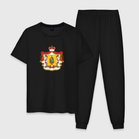 Мужская пижама хлопок с принтом Рязань герб в Петрозаводске, 100% хлопок | брюки и футболка прямого кроя, без карманов, на брюках мягкая резинка на поясе и по низу штанин
 | города | день