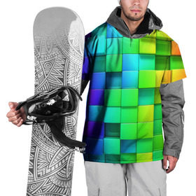 Накидка на куртку 3D с принтом Кубики в Петрозаводске, 100% полиэстер |  | Тематика изображения на принте: квадраты | кубики | радуга | разноцветные