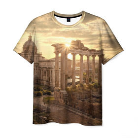 Мужская футболка 3D с принтом Рим в Петрозаводске, 100% полиэфир | прямой крой, круглый вырез горловины, длина до линии бедер | europe | italy | rome | vatican | архитектура | ватикан | европа | италия | папа римский | развалины | рим | руины