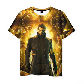 Мужская футболка 3D с принтом Deus Ex в Петрозаводске, 100% полиэфир | прямой крой, круглый вырез горловины, длина до линии бедер | Тематика изображения на принте: deus ex | human revolution | mankind divided | адам дженсен | деус экс