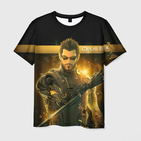 Мужская футболка 3D с принтом Deus Ex в Петрозаводске, 100% полиэфир | прямой крой, круглый вырез горловины, длина до линии бедер | deus ex | human revolution | mankind divided | адам дженсен | деус экс