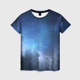Женская футболка 3D с принтом Космос в Петрозаводске, 100% полиэфир ( синтетическое хлопкоподобное полотно) | прямой крой, круглый вырез горловины, длина до линии бедер | галактика | звезды | космос | небо | планеты