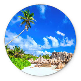 Коврик круглый с принтом Сейшельские острова в Петрозаводске, резина и полиэстер | круглая форма, изображение наносится на всю лицевую часть | seychelles | восточная африка | индийский океан | каникулы | море | островное государство | отдых | отпуск | пальмы | песок | пляж | приключение | путешествие | рай | сейшелы | сейшельские острова | туризм