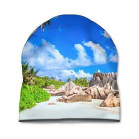 Шапка 3D с принтом Сейшельские острова в Петрозаводске, 100% полиэстер | универсальный размер, печать по всей поверхности изделия | seychelles | восточная африка | индийский океан | каникулы | море | островное государство | отдых | отпуск | пальмы | песок | пляж | приключение | путешествие | рай | сейшелы | сейшельские острова | туризм