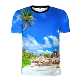 Мужская футболка 3D спортивная с принтом Сейшельские острова в Петрозаводске, 100% полиэстер с улучшенными характеристиками | приталенный силуэт, круглая горловина, широкие плечи, сужается к линии бедра | seychelles | восточная африка | индийский океан | каникулы | море | островное государство | отдых | отпуск | пальмы | песок | пляж | приключение | путешествие | рай | сейшелы | сейшельские острова | туризм