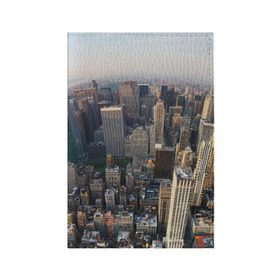 Обложка для паспорта матовая кожа с принтом New York в Петрозаводске, натуральная матовая кожа | размер 19,3 х 13,7 см; прозрачные пластиковые крепления | Тематика изображения на принте: america | new york | usa | америка | высотки | мегаполис | нью йорк | столица мира | сша | штаты