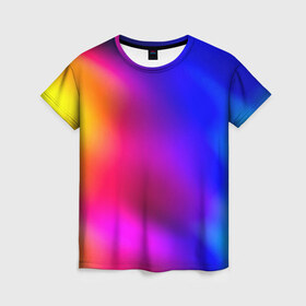 Женская футболка 3D с принтом Краска в Петрозаводске, 100% полиэфир ( синтетическое хлопкоподобное полотно) | прямой крой, круглый вырез горловины, длина до линии бедер | размытый | разноцветный | яркий