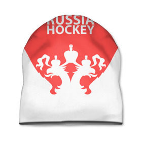 Шапка 3D с принтом Russia Hockey в Петрозаводске, 100% полиэстер | универсальный размер, печать по всей поверхности изделия | hockey | ru | rus | russia | russian | россия | сборная | хоккей