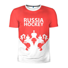 Мужская футболка 3D спортивная с принтом Russia Hockey в Петрозаводске, 100% полиэстер с улучшенными характеристиками | приталенный силуэт, круглая горловина, широкие плечи, сужается к линии бедра | hockey | ru | rus | russia | russian | россия | сборная | хоккей