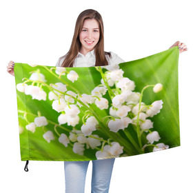 Флаг 3D с принтом Ландыши в Петрозаводске, 100% полиэстер | плотность ткани — 95 г/м2, размер — 67 х 109 см. Принт наносится с одной стороны | Тематика изображения на принте: весна | ландыш | цветок