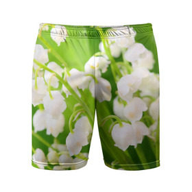 Мужские шорты 3D спортивные с принтом Ландыши в Петрозаводске,  |  | весна | ландыш | цветок