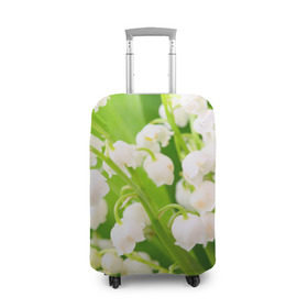 Чехол для чемодана 3D с принтом Ландыши в Петрозаводске, 86% полиэфир, 14% спандекс | двустороннее нанесение принта, прорези для ручек и колес | весна | ландыш | цветок