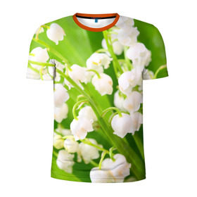 Мужская футболка 3D спортивная с принтом Ландыши в Петрозаводске, 100% полиэстер с улучшенными характеристиками | приталенный силуэт, круглая горловина, широкие плечи, сужается к линии бедра | весна | ландыш | цветок