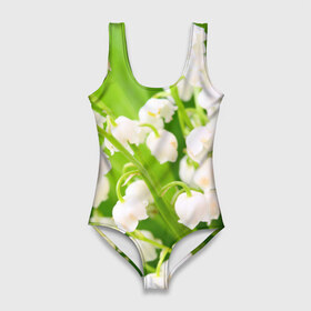 Купальник-боди 3D с принтом Ландыши в Петрозаводске, 82% полиэстер, 18% эластан | Круглая горловина, круглый вырез на спине | весна | ландыш | цветок