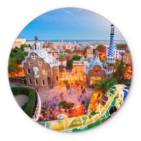 Коврик круглый с принтом Barcelona в Петрозаводске, резина и полиэстер | круглая форма, изображение наносится на всю лицевую часть | europe | spain | барселона | европа | ес | испания | туризм