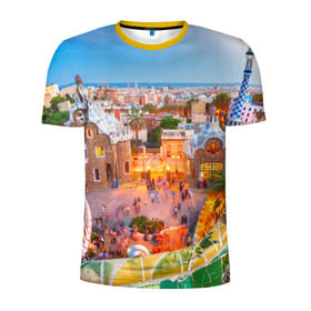 Мужская футболка 3D спортивная с принтом Barcelona в Петрозаводске, 100% полиэстер с улучшенными характеристиками | приталенный силуэт, круглая горловина, широкие плечи, сужается к линии бедра | europe | spain | барселона | европа | ес | испания | туризм