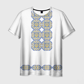 Мужская футболка 3D с принтом Вышивка 12 в Петрозаводске, 100% полиэфир | прямой крой, круглый вырез горловины, длина до линии бедер | Тематика изображения на принте: ukraine | вышивка | украина