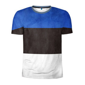 Мужская футболка 3D спортивная с принтом Эстония в Петрозаводске, 100% полиэстер с улучшенными характеристиками | приталенный силуэт, круглая горловина, широкие плечи, сужается к линии бедра | страна | эстония | эстонская республика