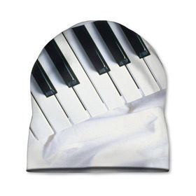 Шапка 3D с принтом Клавиши в Петрозаводске, 100% полиэстер | универсальный размер, печать по всей поверхности изделия | белая | клавиши | музыка | пианино | черная