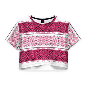Женская футболка 3D укороченная с принтом Вышивка 34 в Петрозаводске, 100% полиэстер | круглая горловина, длина футболки до линии талии, рукава с отворотами | belarus | беларусь | вышивка