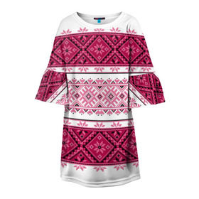 Детское платье 3D с принтом Вышивка 34 в Петрозаводске, 100% полиэстер | прямой силуэт, чуть расширенный к низу. Круглая горловина, на рукавах — воланы | Тематика изображения на принте: belarus | беларусь | вышивка