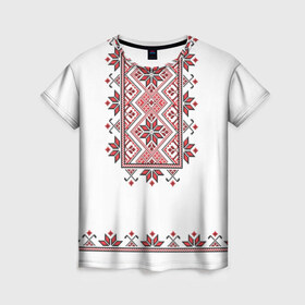 Женская футболка 3D с принтом Вышивка 41 в Петрозаводске, 100% полиэфир ( синтетическое хлопкоподобное полотно) | прямой крой, круглый вырез горловины, длина до линии бедер | Тематика изображения на принте: belarus | беларусь | вышивка