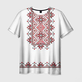 Мужская футболка 3D с принтом Вышивка 41 в Петрозаводске, 100% полиэфир | прямой крой, круглый вырез горловины, длина до линии бедер | belarus | беларусь | вышивка