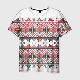 Мужская футболка 3D с принтом Вышивка 42 в Петрозаводске, 100% полиэфир | прямой крой, круглый вырез горловины, длина до линии бедер | belarus | беларусь | вышивка