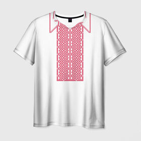 Мужская футболка 3D с принтом Вышивка 55 в Петрозаводске, 100% полиэфир | прямой крой, круглый вырез горловины, длина до линии бедер | belarus | беларусь | вышивка