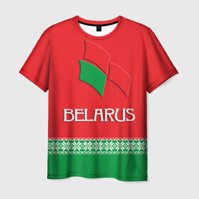 Мужская футболка 3D с принтом Belarus 4 в Петрозаводске, 100% полиэфир | прямой крой, круглый вырез горловины, длина до линии бедер | 