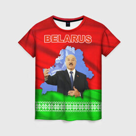 Женская футболка 3D с принтом Belarus 15 в Петрозаводске, 100% полиэфир ( синтетическое хлопкоподобное полотно) | прямой крой, круглый вырез горловины, длина до линии бедер | Тематика изображения на принте: belarus | беларусь | лукашенко | президент