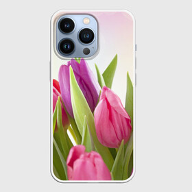 Чехол для iPhone 13 Pro с принтом Тюльпаны в Петрозаводске,  |  | 8 марта | аромат | букет | вазон | великолепие | дача | девушки | женщины | краски | красота | куст | лужайка | милые цветы | огород | палитра | прелесть | радуга | растение | тюльпаны