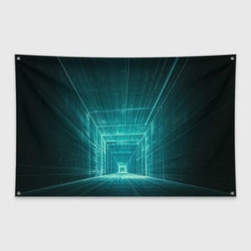 Флаг-баннер с принтом Цифровой тоннель в Петрозаводске, 100% полиэстер | размер 67 х 109 см, плотность ткани — 95 г/м2; по краям флага есть четыре люверса для крепления | Тематика изображения на принте: глубины сознания | интернет | коридор | матрица | оптическая иллюзия | секрет | сеть | тайна | тоннель