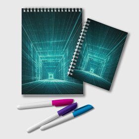 Блокнот с принтом Цифровой тоннель в Петрозаводске, 100% бумага | 48 листов, плотность листов — 60 г/м2, плотность картонной обложки — 250 г/м2. Листы скреплены удобной пружинной спиралью. Цвет линий — светло-серый
 | глубины сознания | интернет | коридор | матрица | оптическая иллюзия | секрет | сеть | тайна | тоннель
