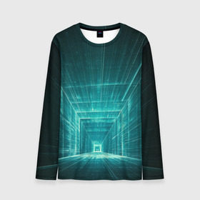 Мужской лонгслив 3D с принтом Цифровой тоннель в Петрозаводске, 100% полиэстер | длинные рукава, круглый вырез горловины, полуприлегающий силуэт | глубины сознания | интернет | коридор | матрица | оптическая иллюзия | секрет | сеть | тайна | тоннель